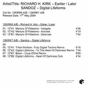 Richard H. Kirk / Sandoz - Earlier / Later / Digital Lifeforms download mp3 flac